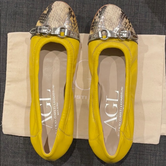 yellow snakeskin flats